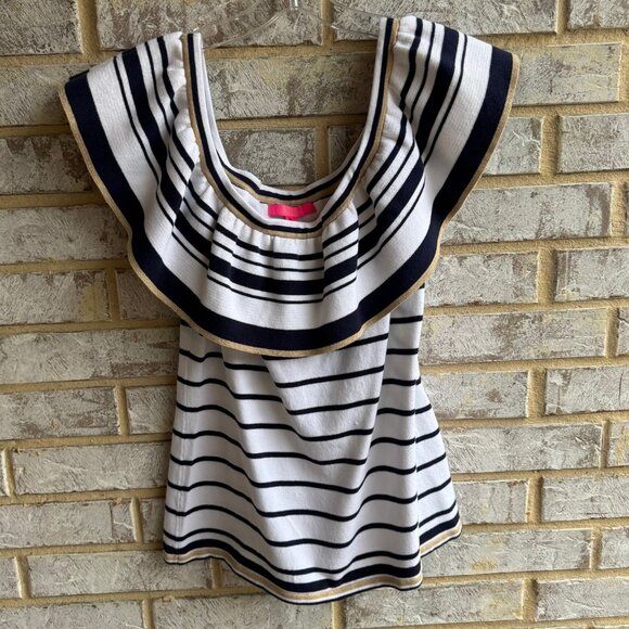 Lilly Pulitzer Perelle Sleeveless Striped Tight-Nit Blouse Women's Size L. - Picture 1 of 7